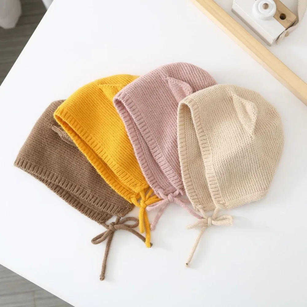 

New Thickened Bonnet Caps Winter Warm Knitted Pullover Hat Newborn Plush Ear Protection Cap Autumn Winter