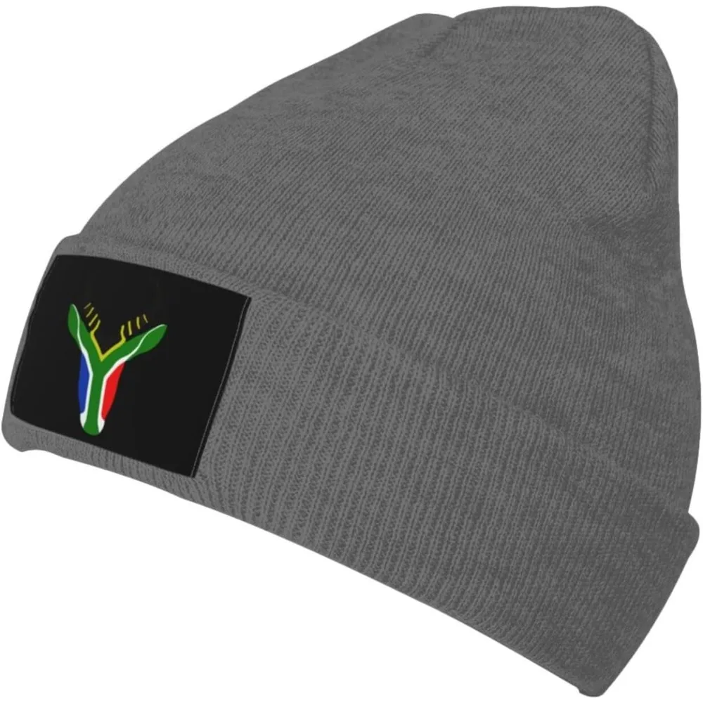 South African Flag Sprinbok Daily Beanie Hat Unisex Warm Cuff Ski Skull Caps Winter Knit Hat Cap for Men Women