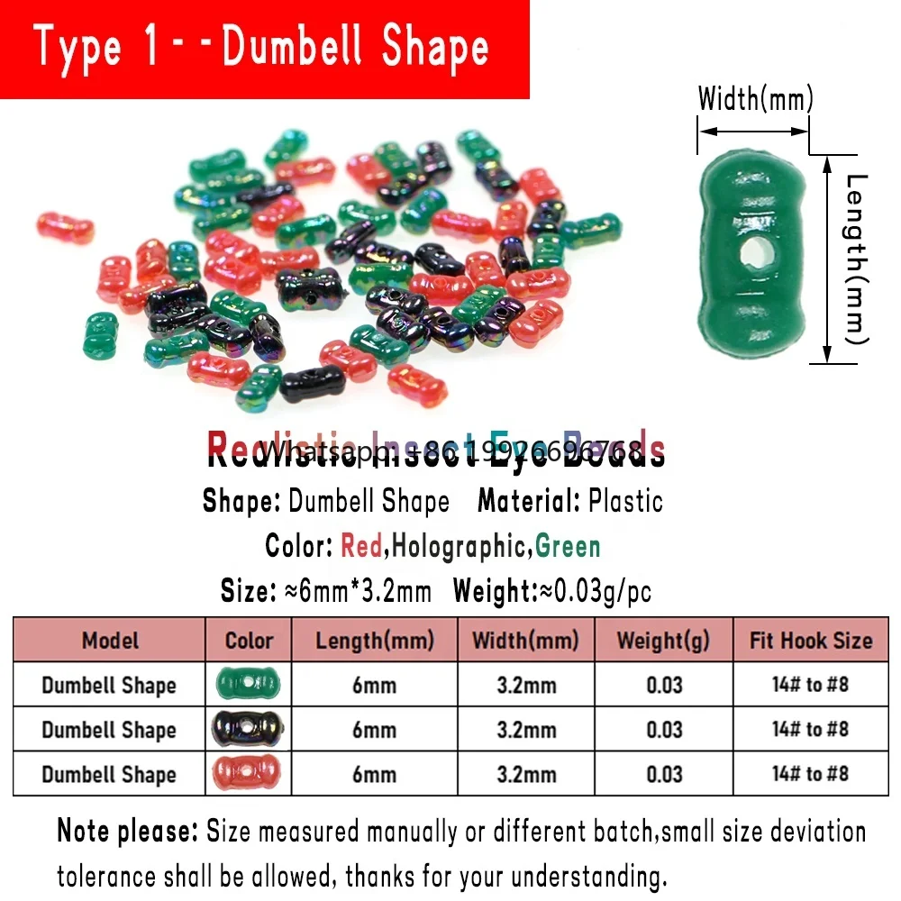 

Wholesale Realistic Insect Eye Beads 3D Plastic Fly Tying Dumbbel Bead Head for Housefly Double Dragon Fly Tying Materials facto