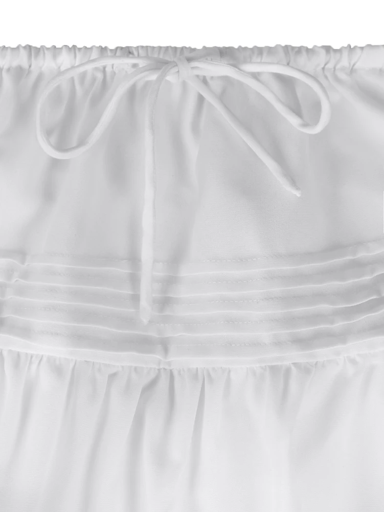 Letnia spódnica damska 2025, jednolita, z falbankami, codzienna, w stylu Y2K, wiązana, mini, poliestrowa, wygodna, nowa moda dla kobiet.