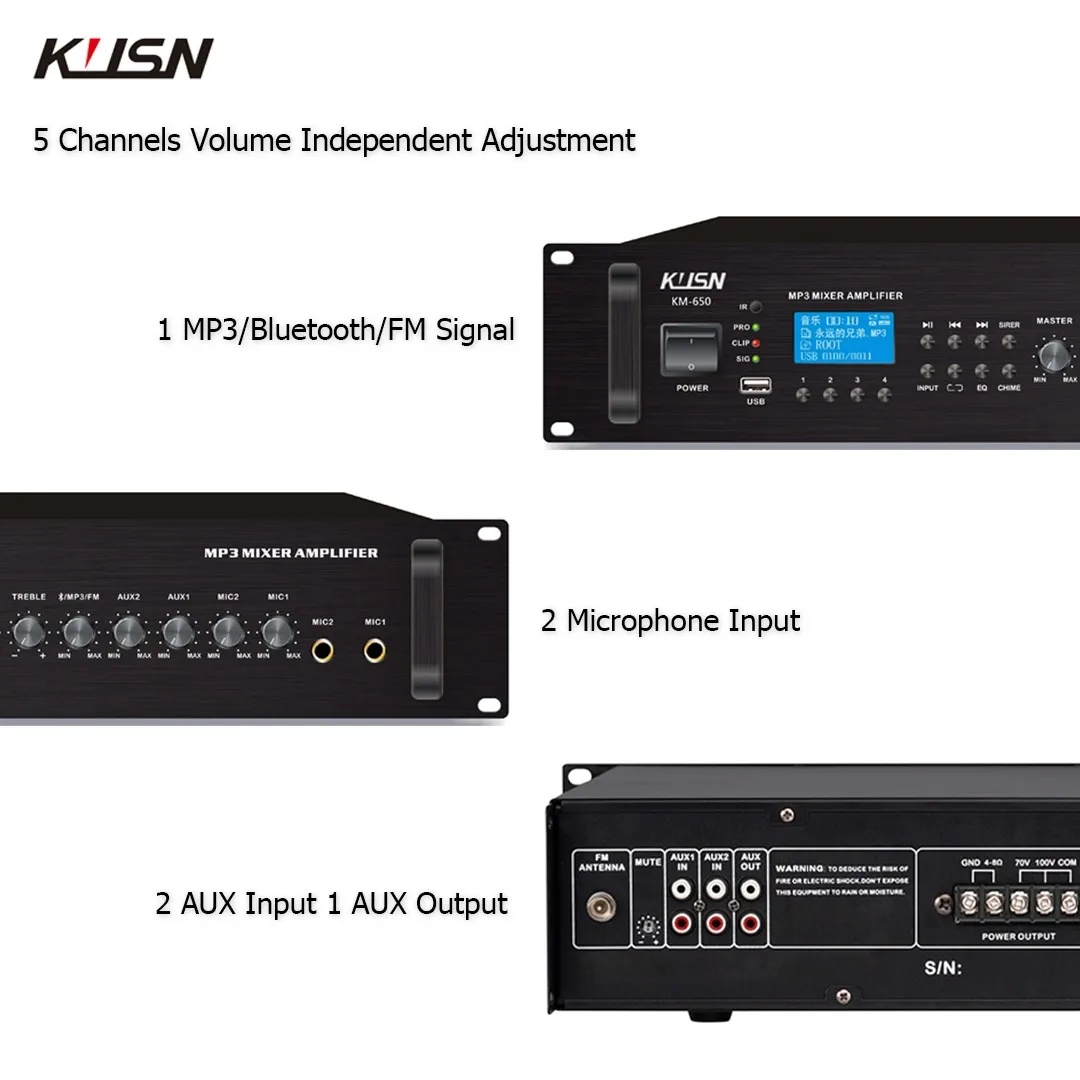 360W Professional Audio Power MP3 Mixer Amplifier 2U Powered 5 Channels Sound Pa System With FM Usb