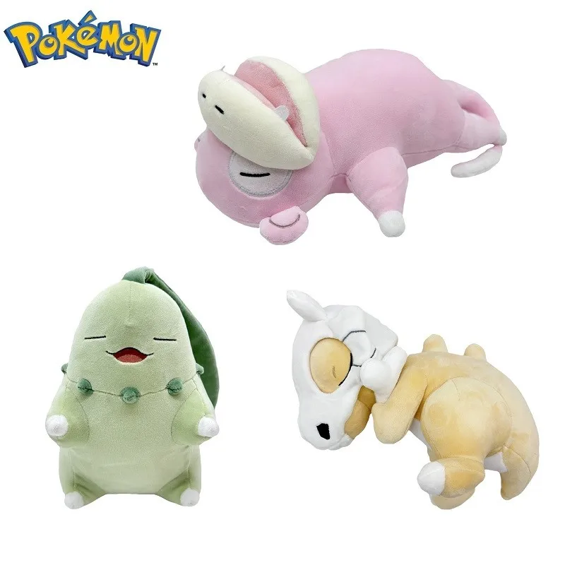 

2024 Large Sleep Animal Pokemon Chikorita Slowpoke Cubone Stuffed Plush Toys For Child Girl Boy Birthday Gift