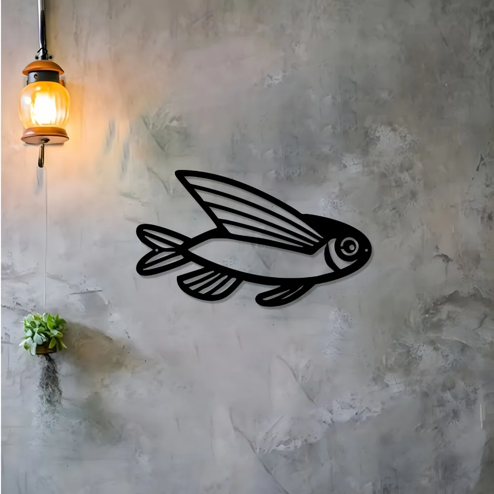 1pc Ocean Sea Life Metal Wall Art - Rustproof Iron Fish Sculpture for Bathroom Garden Fence Decor, Nautical Marine Gift
