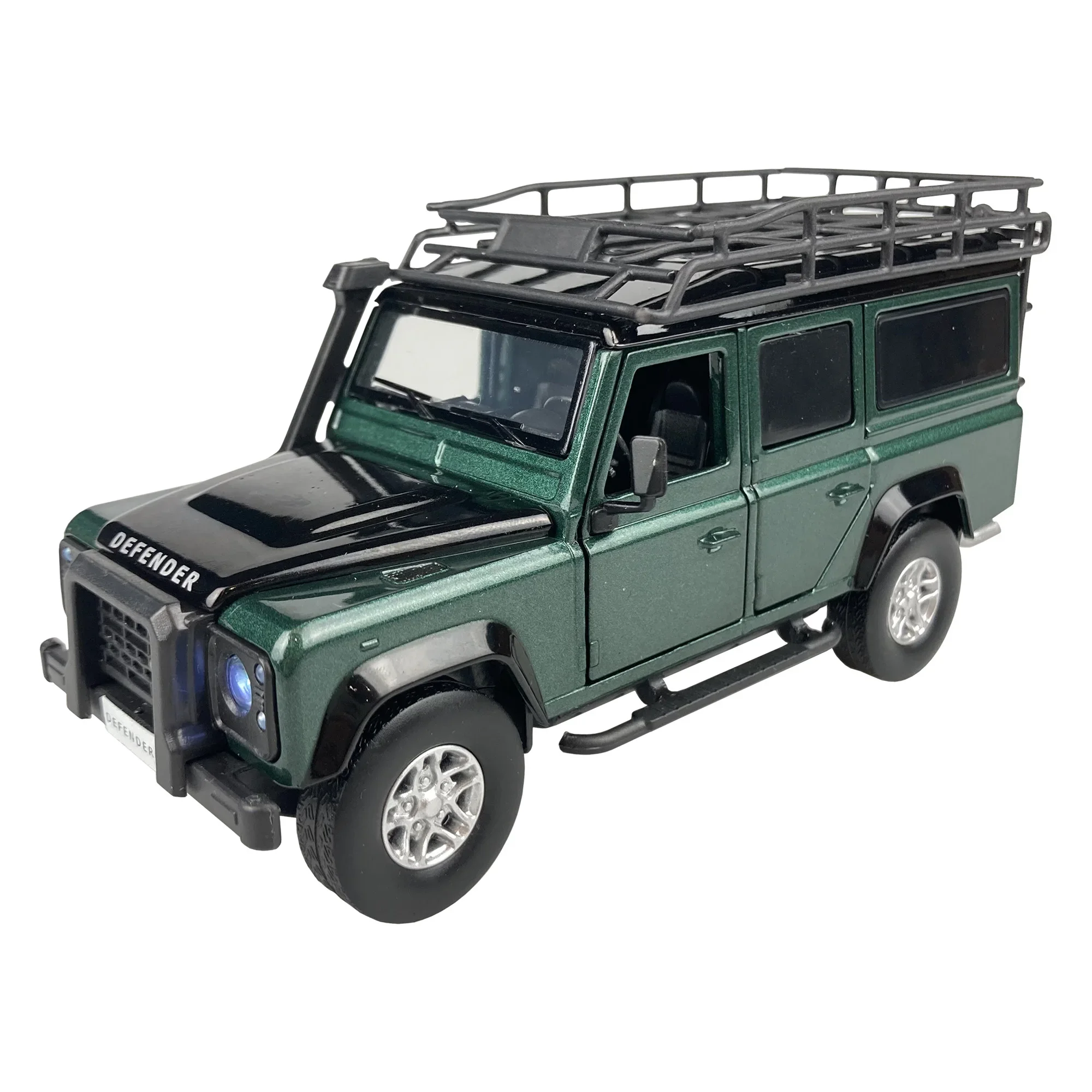 1:32 Scale 2012 Land Rover Defender 110 Off-Road Vehicle ORV Car Diecast Model Muddy Green Color