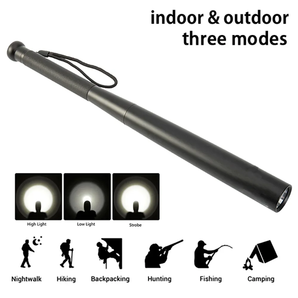 Security Outdoor Emergency Personal Defense Supplies Self Defense Baseball Bat Led Flashlight Stick Equipments Self Defense