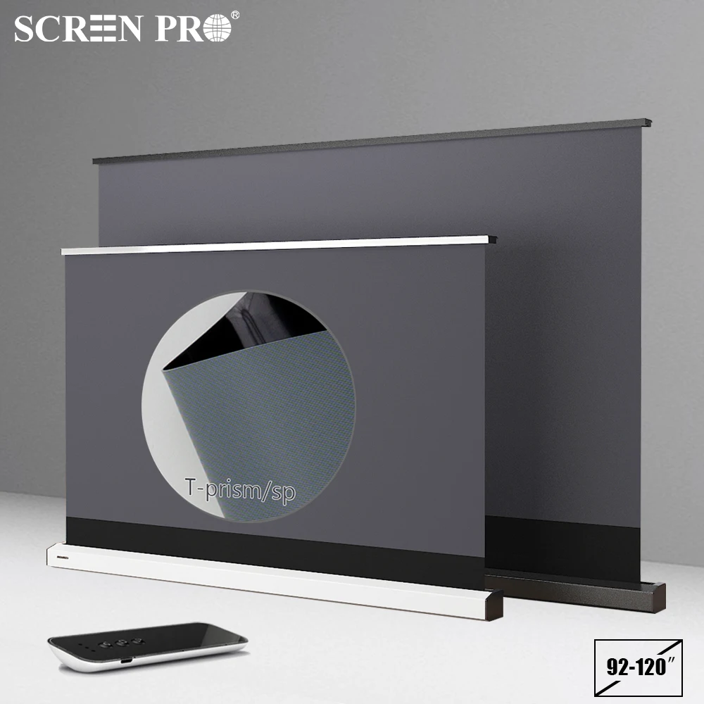 

92''-120“ALR Motorized Floor Rising 16:9 Projection Screen Grey With Remote Control For Laser TV 4K UST Projector