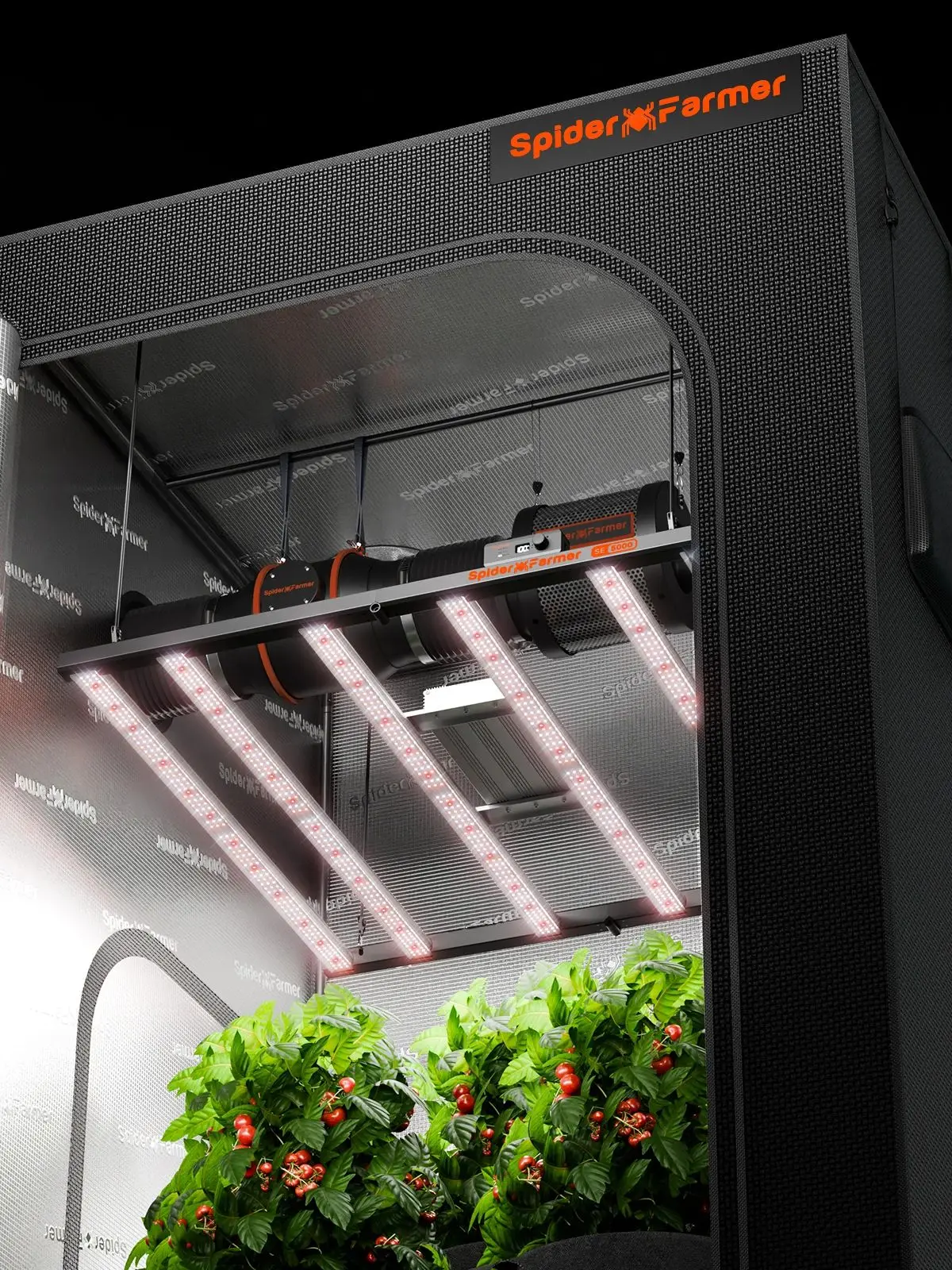 Spider Farmer SE5000 480W LED-Wachstumslampe Vollspektrum 2,9 µmol/J Dimmbar mit App-Steuerung für 120x120cm Zimmerpflanzen
