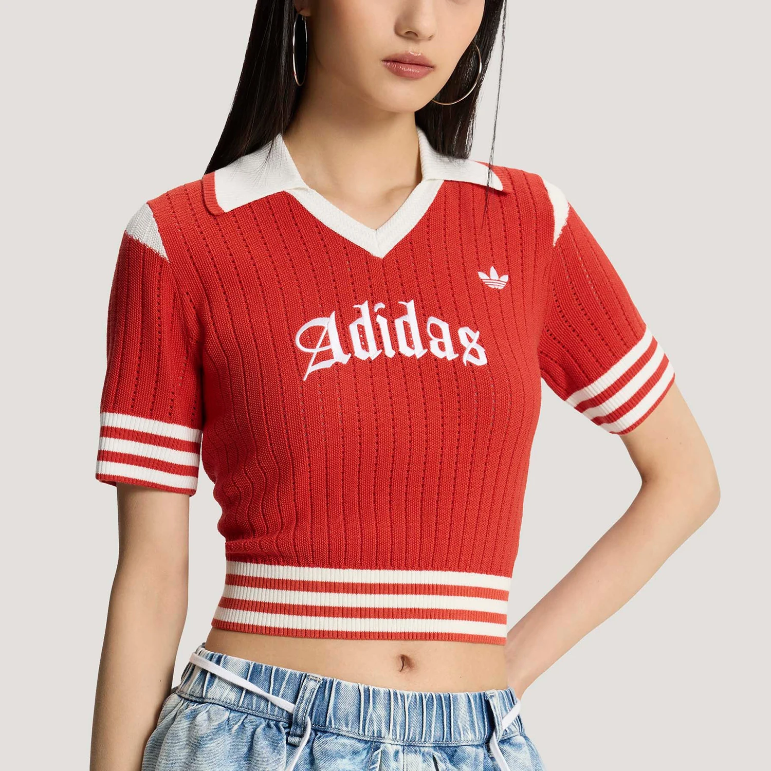 

Adidas Authentic Three Leaves Women's Slim Fit Fashion Knit POLO Shirt KT3048