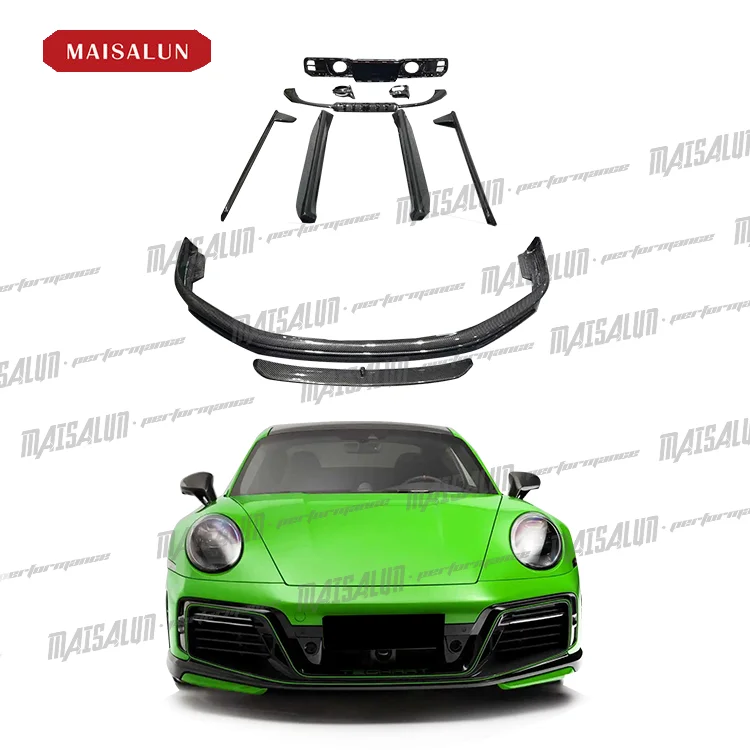 Dry Carbon Fiber Body Kit para Porsche 911, 992, Upgrade para Estilo T, Auto Peças, Lábio Frontal, Saias Laterais, Difusor Traseiro, Spoiler