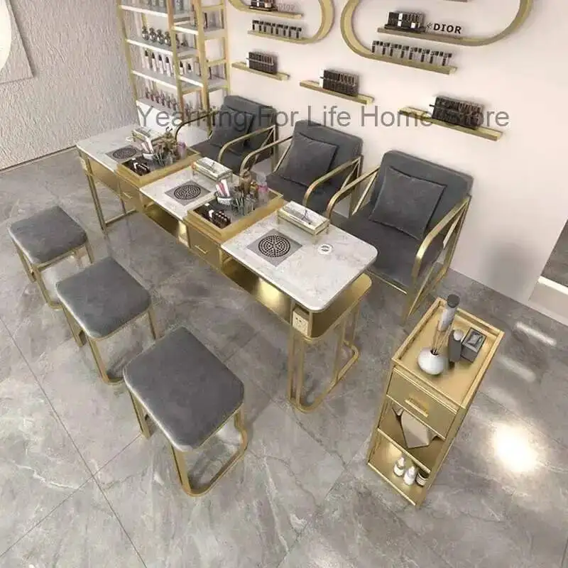 Barbershop Workstation Table Stand Accessories Manicure Nail Beauty Nail Table Modern Receptio Tavolo Per Unghie Salon Furniture