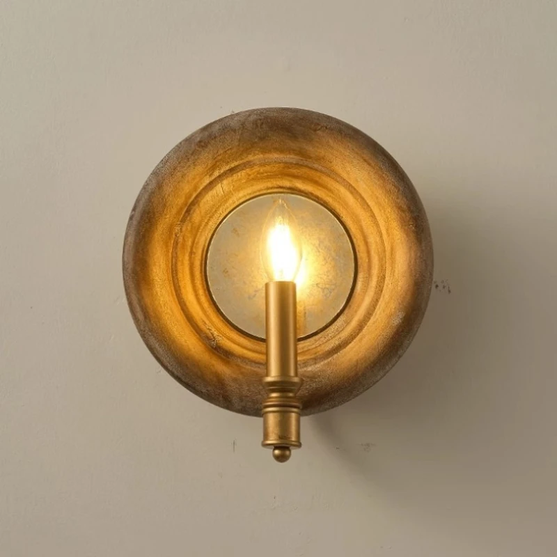 American Retro Mirror Wall Lamp French Creative Bedroom Bedside Lamp Living Room Background Wall light Foyer Corridor Home Decor
