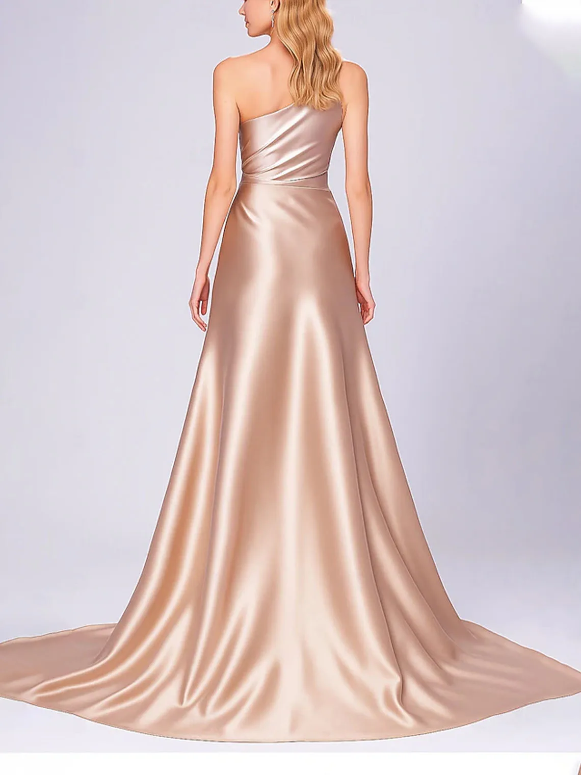 エレガントで豪華なマーメイドイブニングドレス ワンショルダー ノースリーブ フロアレングス ストレッチサテン プリーツ プロムドレス 2025 無料カスタマイズ