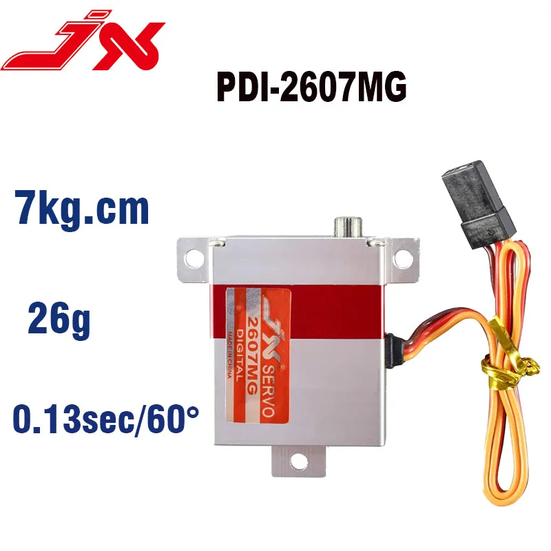 

JX Wing Servo PDI-2607MG 7,2 кг 0,13 сек, цельнометаллический алюминиевый корпус, цифровой сервопривод с двойным шарикоподшипником для радиоуправляемого дрона, планера, вертолета