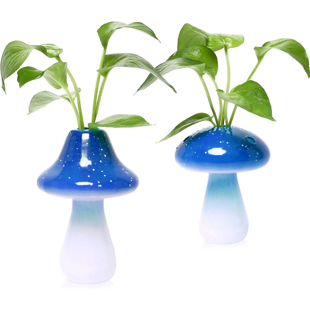 

Mushroom glass vase, home decoration mushroom flowerpot, cute vase decoration 2-piece set