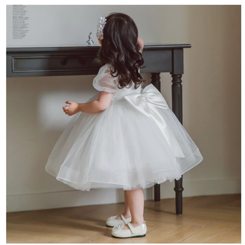 1 year old baptismal dress fluffy gauze princess dress wedding flower girl  performance dress baby birthday children's dress