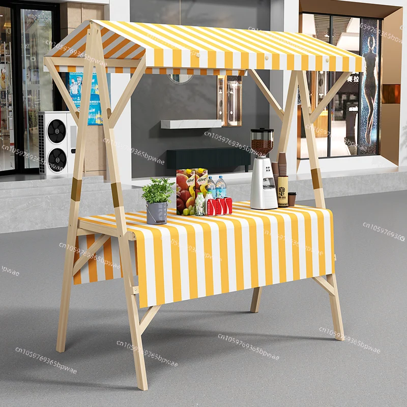 Market Stall Rack Wooden Night Custom Small Stall Shopping Mall Snack Cart Mobile Float Folding Stall Car