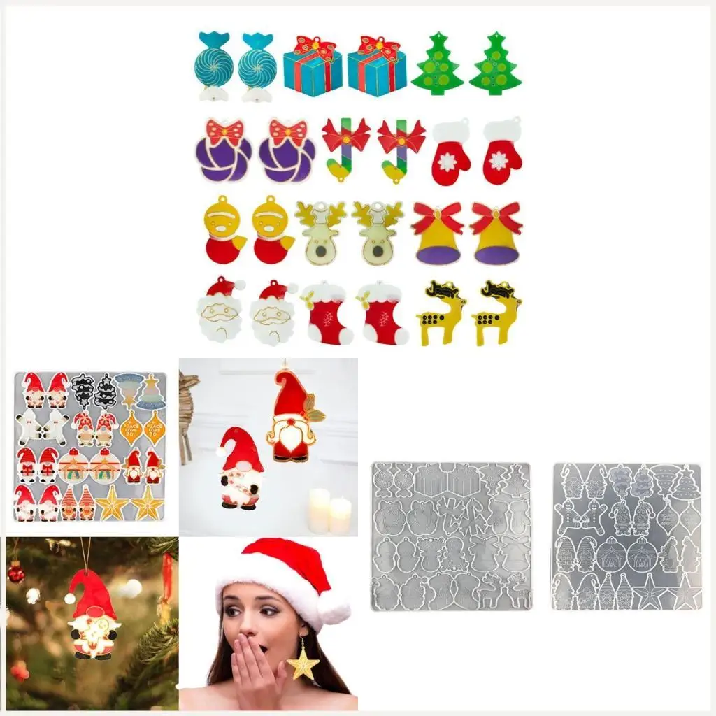 

Christmas Earrings Epoxy Resin Mold Xmas Ear Danglers Pendants Silicone Mould