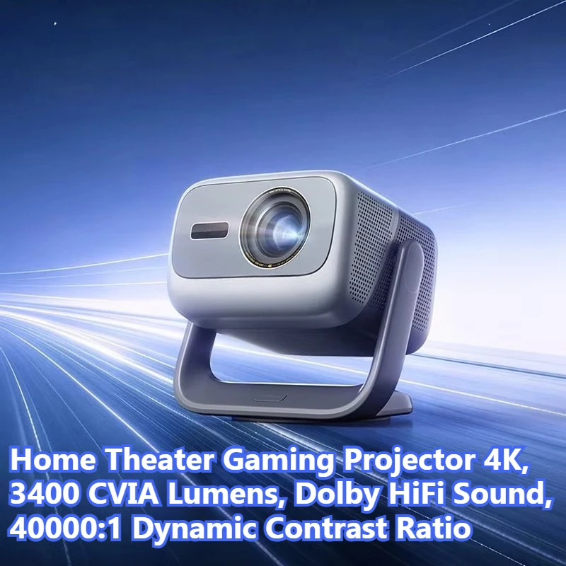 4K UHD Projector, 3400 CVIA Brightness, Dolby HiFi, 40000:1 Dynamic Contrast, Home Cinema & Gaming