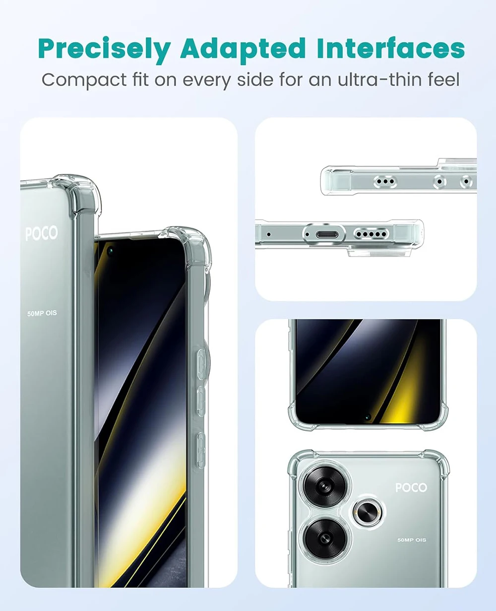 Shockproof Clear Silicone Soft Case For Xiaomi Poco F6 F5 X6 X5 X4 X3 F2 Pro F3 F4 Transparent Ultra-Thin Back Shell Slim Cover