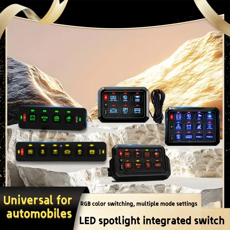 

4/6/8/12 Gang Switch Panel Integrated Control Switch Led Wireless Control 12V 24V High Power 300W for Off-road Vehicle Modificat