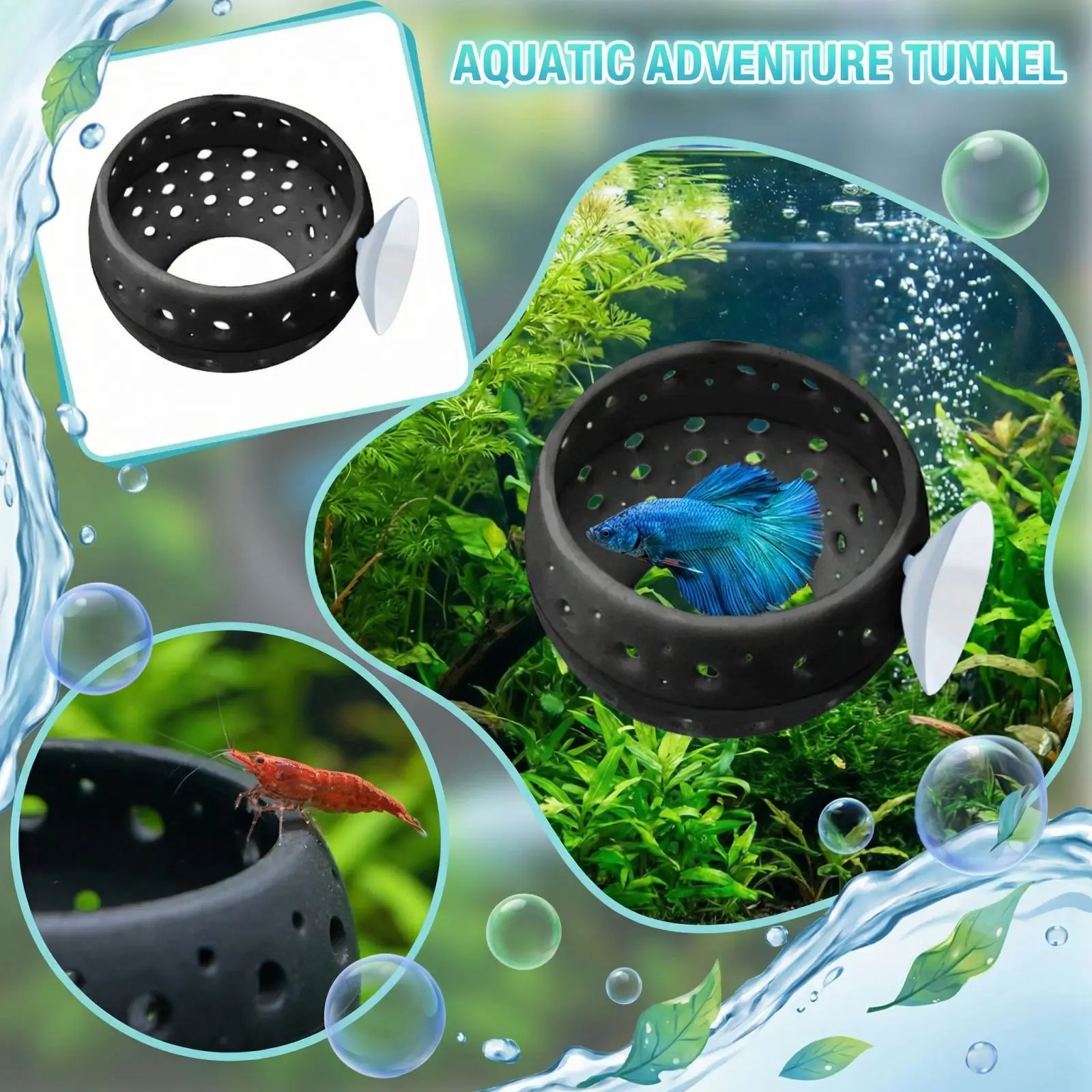 Betta Bulb Hide Tunnel Aquarium Fish Hideout With Suction Cup - Shrimp Cave Aquarium Decor For Small Fish Guppy Hiding&resting