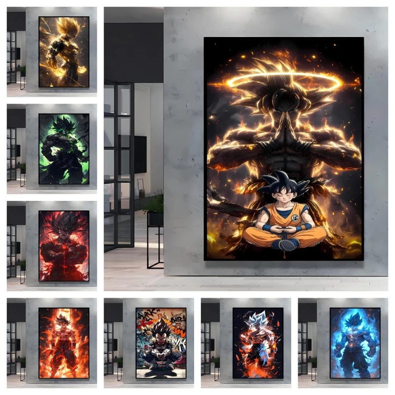 

Canvas Printing Dragon Ball Goku Hanging Prints Poster Toys Living Room Home Decoration Kid Action Figures Modular Painting