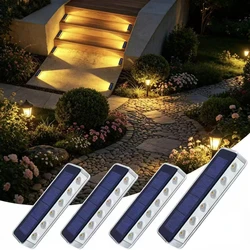 Solar LED Step Lights 4 Pack Outdoor IP68 Waterproof high Brightness Stairs Lamp With Lens Decor Lighting For Garden Deck Path