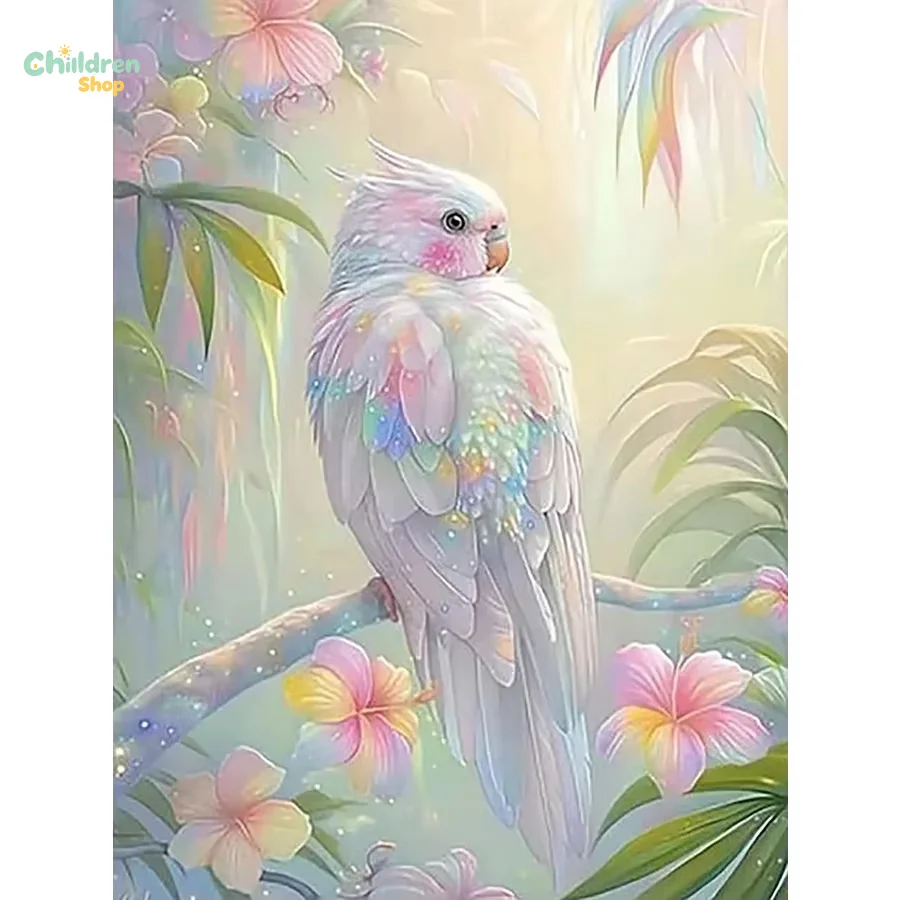 5D DIY Diamond Painting Kit Colorful Cockatoos Bird Art Full Drill Mosaic Wall Decor Craft Kit Home Gift,No Frame