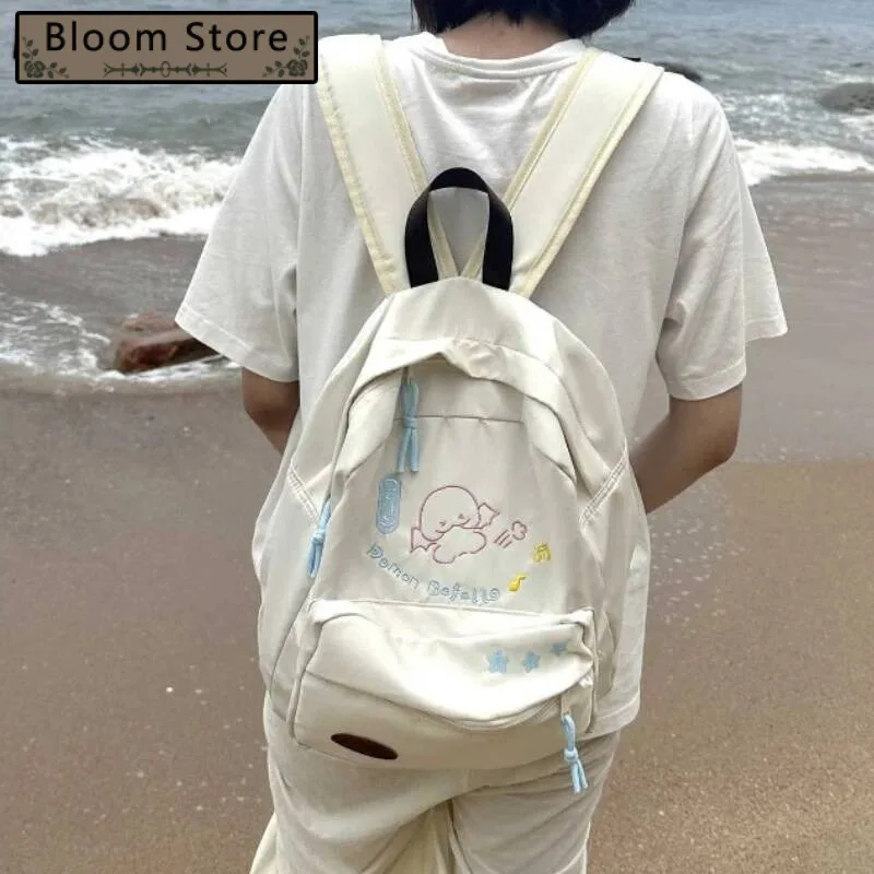 Cartoon Kawaii Cute Embroidery Japanese Backpacks Casual Fashion Ins Women Travel Rucksacks Sweet Y2k Preppy Students Schoolbags