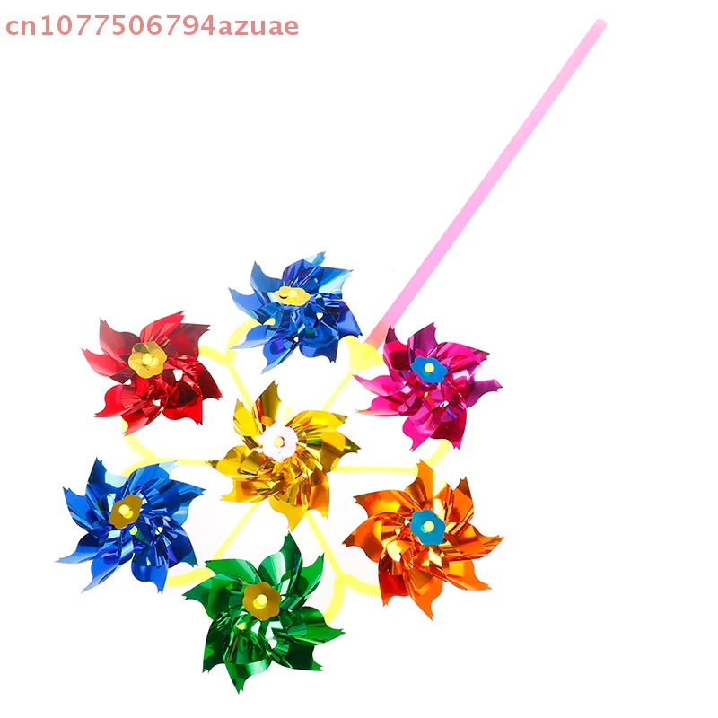 الملونة DIY الترتر طاحونة الرياح سبينر حديقة المنزل ديكورات للباحة لعبة أطفال