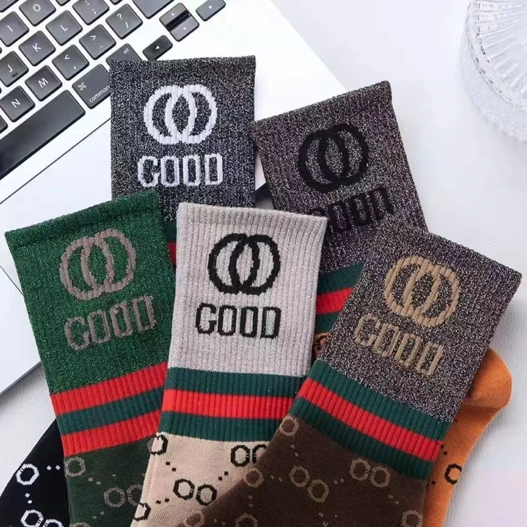 5/3 أزواج] جوارب نسائية فاخرة لعام 2025 - شريط لامع، مسامي ومضاد للميكروبات، جوارب دائرية عالية الجودة لمنتصف الساق مع حرف Pr