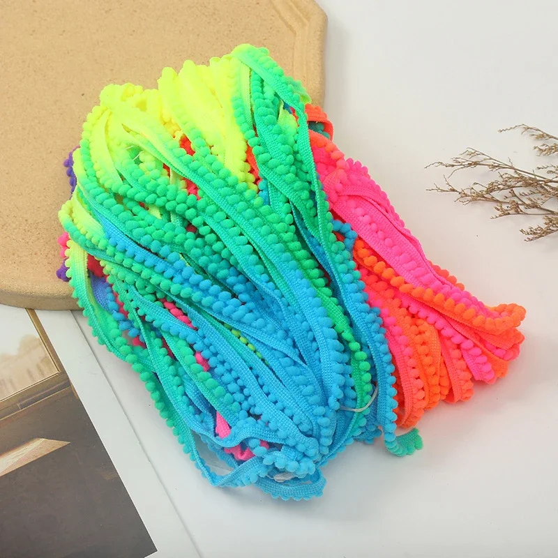 

50yards Colorful Pom-Pom Lace Mini Pompom Ball Decoration Lace Ribbon for Scarf DIY Sewing Curtain Clothes Pillow Decor Trim