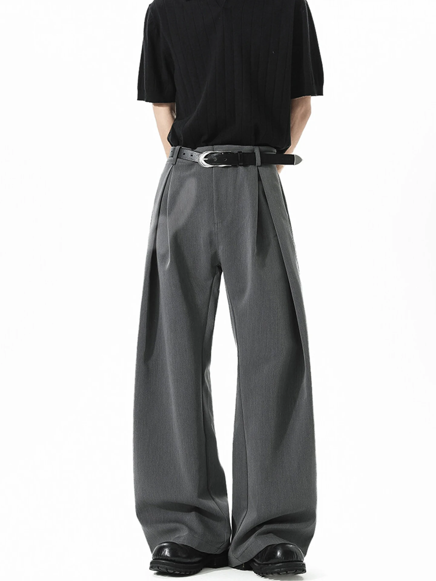 

Американские широкие брюки трапециевидной формы, мужские повседневные прямые брюки, летние модные брендовые брюки с высокой талией из полиэфирного волокна