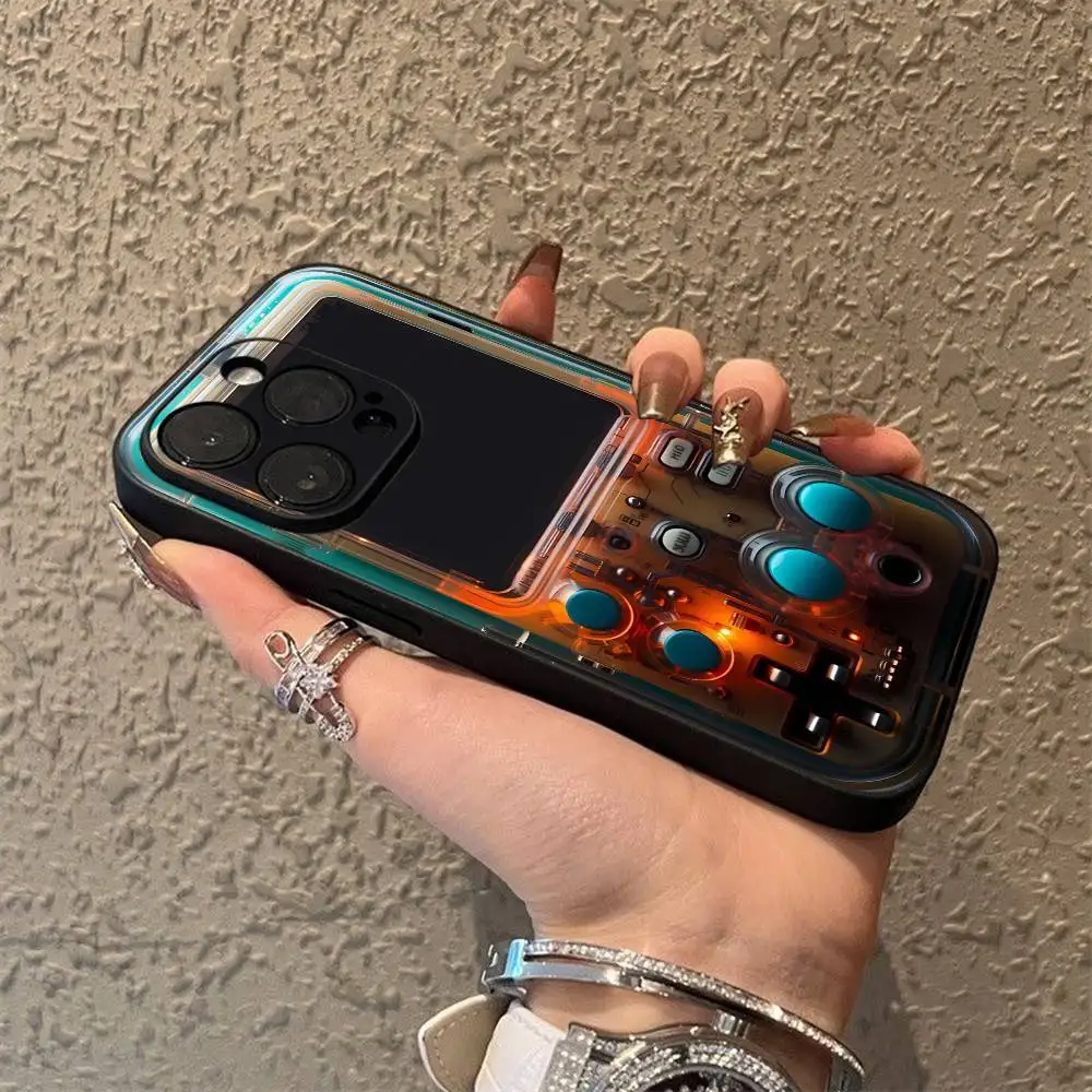 حافظة هاتف للأولاد محمولة لوحدات التحكم بالألعاب لهواتف iPhone 16,15,14,13,12,11,Pro,XS,Max,XR,Plus,E,SE4,Mini Black Soft Shell