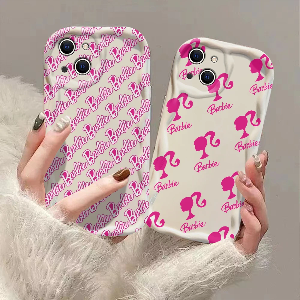 Cartoon Cute B-Barbies Princess 3D Wave Case for IPhone 15 14 13 12 11 Pro Max Mini X XR XSMAX 8 7 6S Plus Soft Silicone Cover