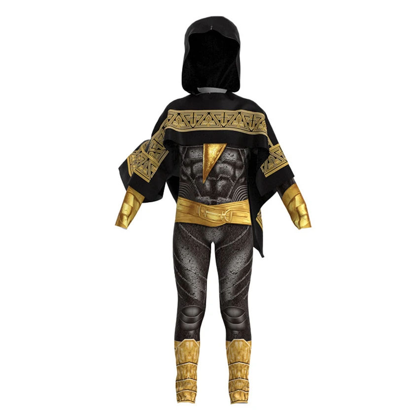 Black Adam Cosplay Anime Halloween Costumes for Kid Superhero Cloak Zentai Adam Jumpsuits Party Dress Villain Festival Disguise