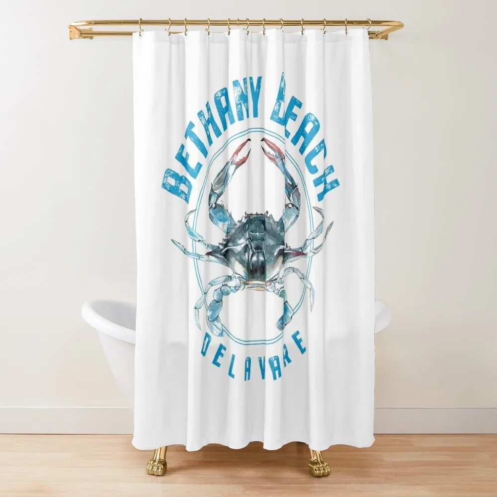 

Bethany Beach Delaware Blue Crab Design Shower Curtain Bathtub Waterproof Fabric Bathroom Set For Bathroom Curtain