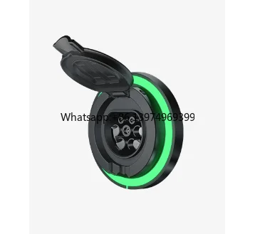 New JET IP54 Type2 Charging Socket 32A 3P 62196 Female Connector with RGB LED Round Lid Interlock