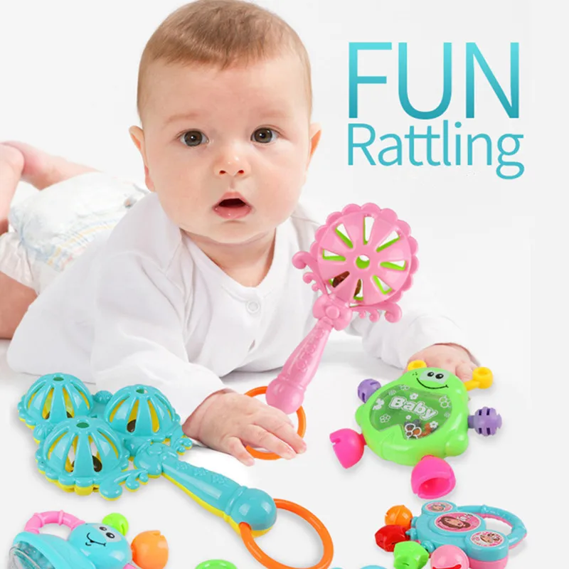 Hochet à main coloré pour bébé de 0 à 1 ans, 7 pièces, jouet sensoriel pour nouveau-né, poignée de développement pour bébé, jouets sensoriels avec anneau de dentition