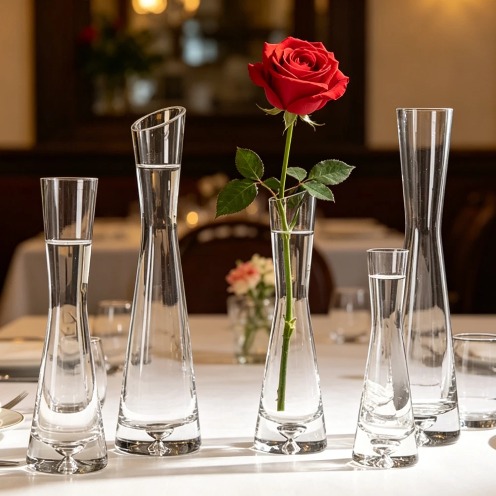 1/3Pcs European Style Transparent Glass Vase Slanted Mouth Artistic Simple Hydroponics Vase Home Office Wedding Decoration