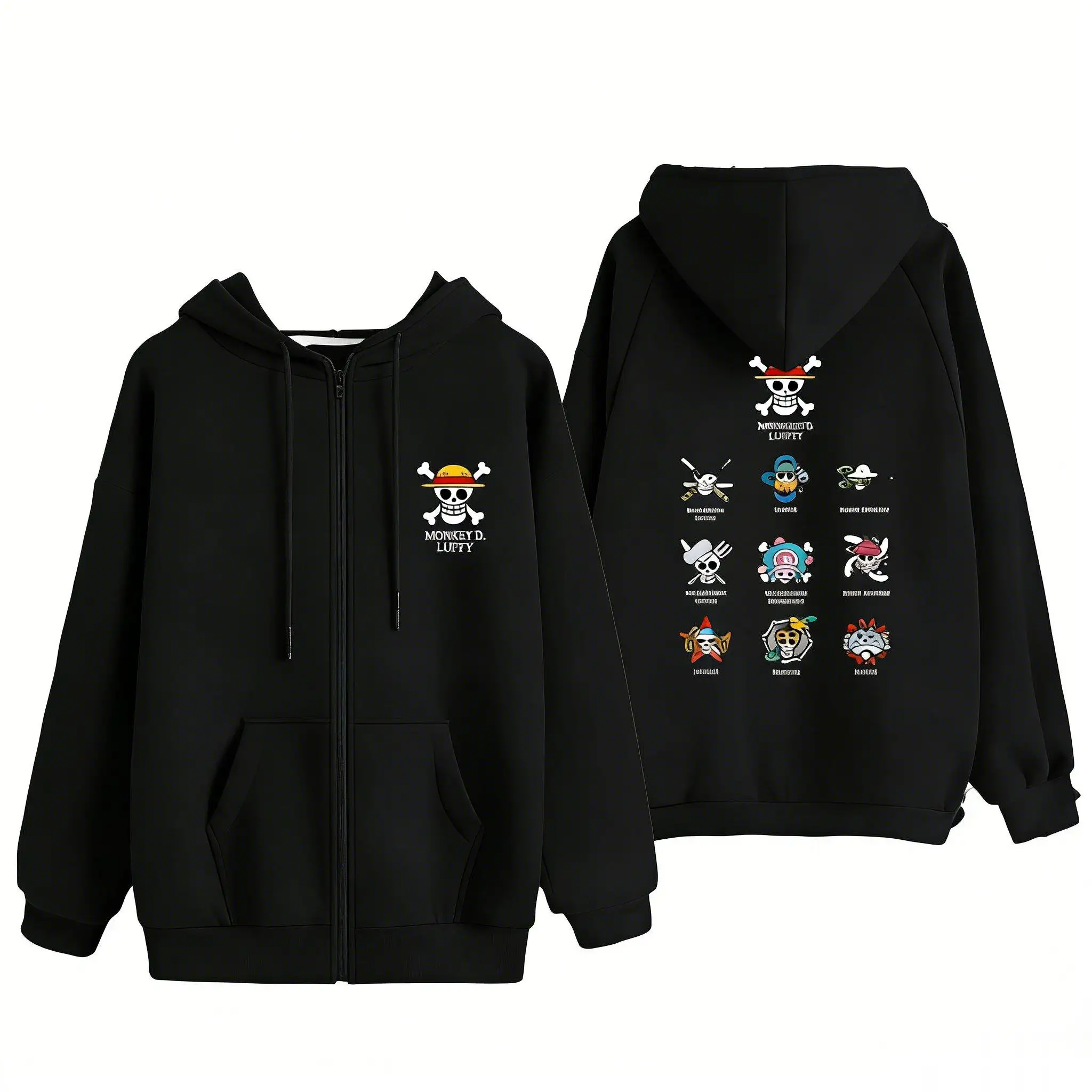 Chaqueta con capucha de Anime de una pieza, estampado gráfico de mono D Luffy, ropa de calle de invierno 2026, sudadera con cremallera para Cosplay, Top informal para hombres y mujeres