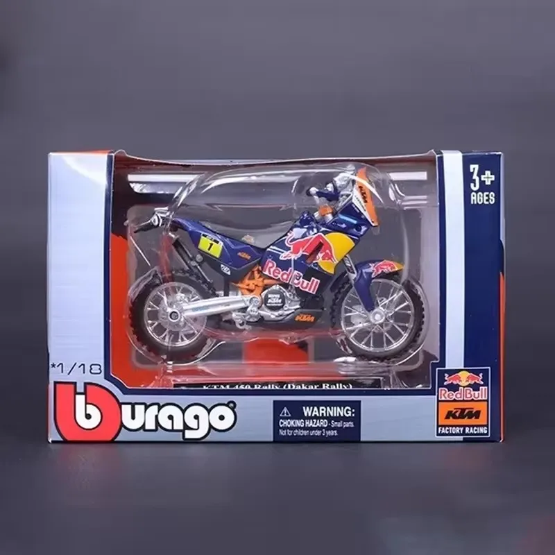 In Stock Bburago 1:18 Dakar Rally Red Bull Ktm 450 Alloy Miniature Diecast Model Ktm 450 Sk-F Dirt Bike Toys Christmas Kids Gift