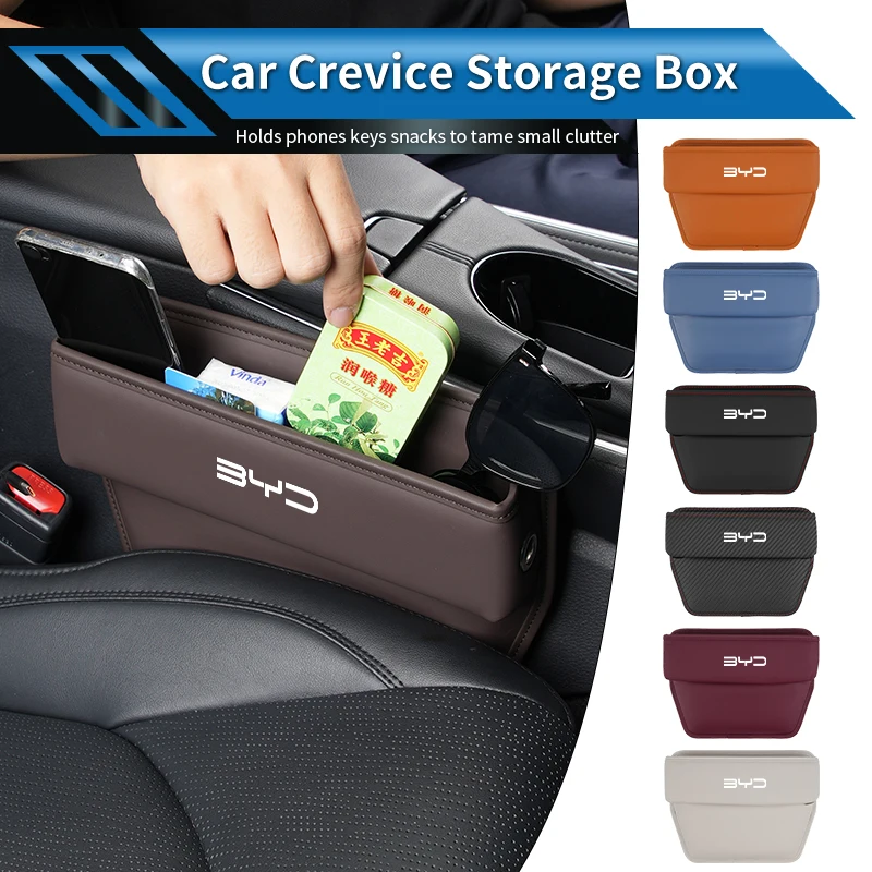 

Car Trapezoidal Seat Gap Organizer PU Leather Storage Box Auto Accessories For BYD F3 I3 F0 F6 S6 S8 E5 E6 G3 G6 L3 S7 M6 Tang