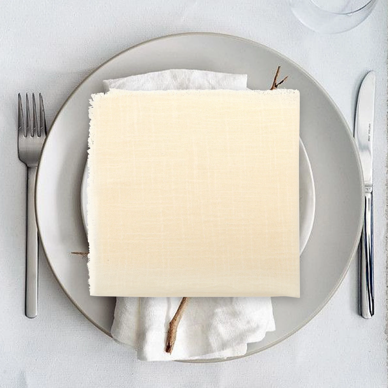 

4pcs Decorative Gauze Cotton Linen Dinner Napkins Washable Reusable Party Table Napkins Festival Weddings Home Restaurant Cafe