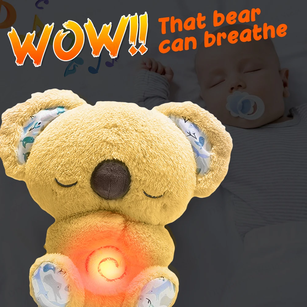 Cute Koala Soothing Sleep Toys for Kids Baby Calming Anxiety Relief Breathing Koala Toy Sleep Buddy Plush Doll With Lights Lulla