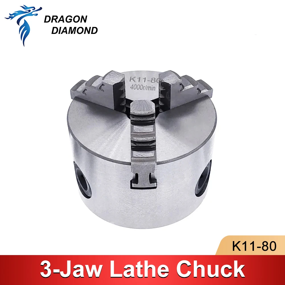 1 Set K11-80 3 Jaws Manual Lathe Chuck With Turning Machine Tools Accessories Self-Centering Metal K11 80 3-Jaw Lathe Chuck