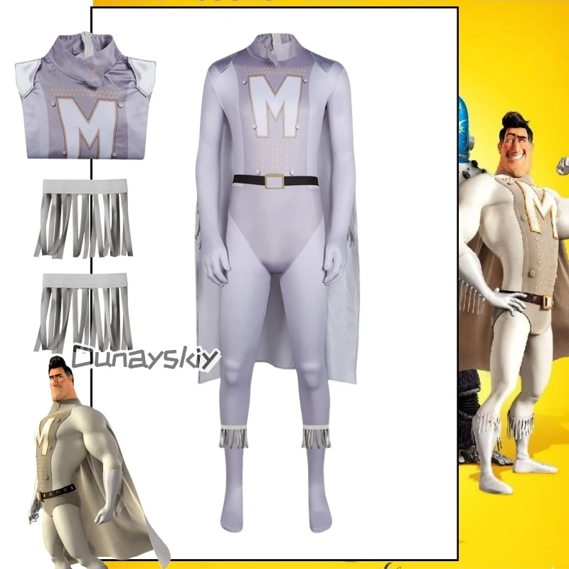 映画メガマインドメトロマンジャンプスーツマントコスプレ衣装ハロウィン仮装カーニバルパーティーパフォーマンス衣装男性用