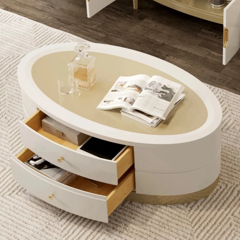 

Wood Hardcover Coffee Tables Decoration Designer Storage White Luxury Gold Coffee Table Drawers Mesa Auxiliar Home Furniture