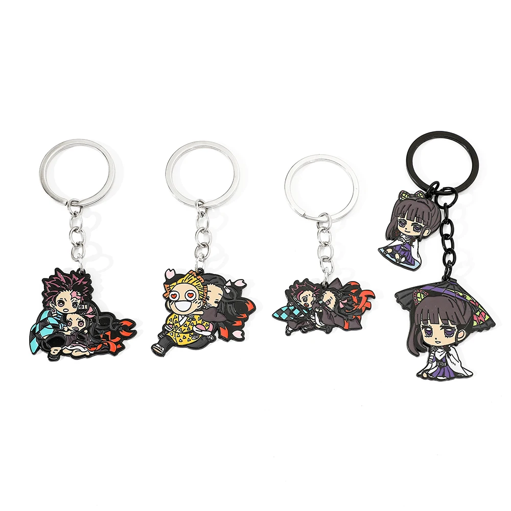Demon Slayer Metall-Schlüsselanhänger Kamado Tanjirou Trendiger Modischer Schlüsselring Vielseitiger Anhänger Deko-Accessoires Geschenke