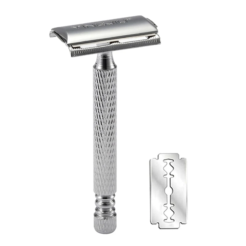 Short Handle Classic Safety Razor Double Edge Mens Shaving  Pack Cure Handle 1 Razor 1 Blade Manual Shaver